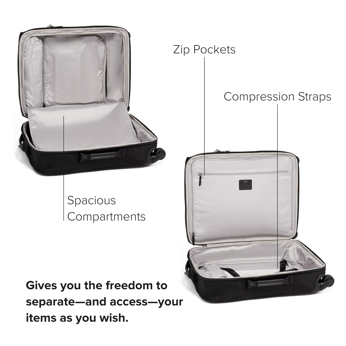 TUMI - Voyageur Leger 4 Wheeled Luggage - Women's Lightweight and Spacious, Sleek Silhouette, Durable Premium Suitcase - Black & Gunmetal