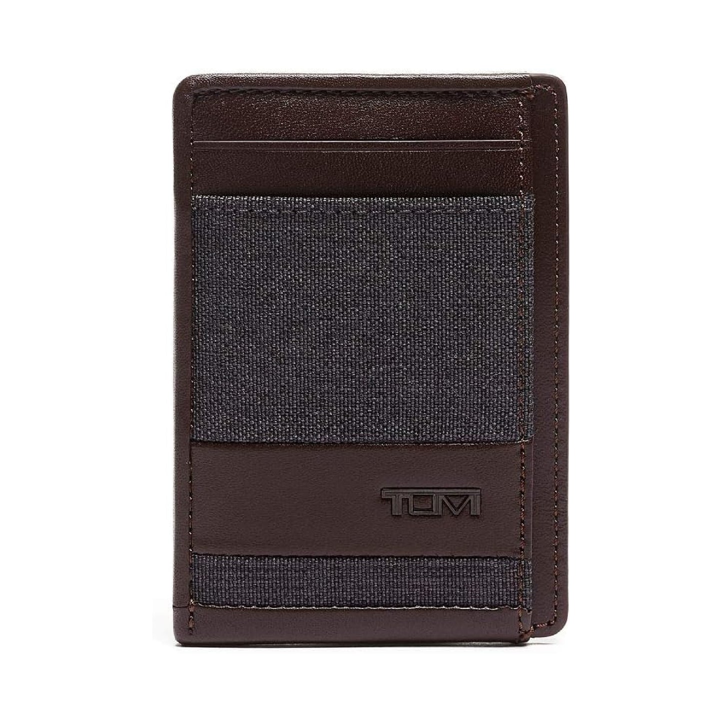 TUMI - Alpha Money Clip Card Case - Credit Card Wallet - Stylish Cash & Money Clip - 2.9" X 4.1" X 0.6" - Anthracite/Brown