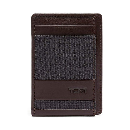 TUMI - Alpha Money Clip Card Case - Credit Card Wallet - Stylish Cash & Money Clip - 2.9" X 4.1" X 0.6" - Anthracite/Brown