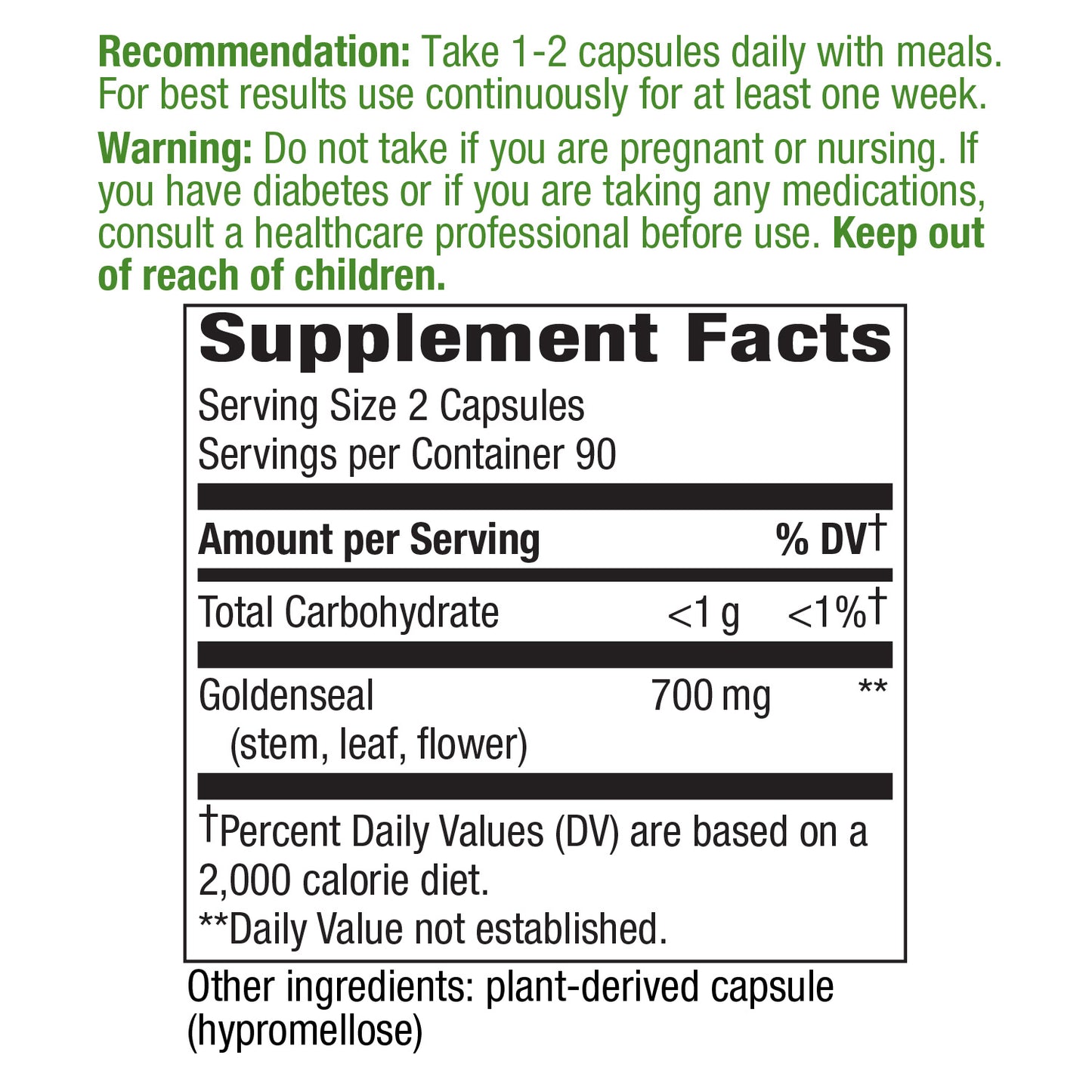 Nature‚Äôs Way Premium Goldenseal Herb, 800 mg Per Serving, 180 Vegetarian Capsules