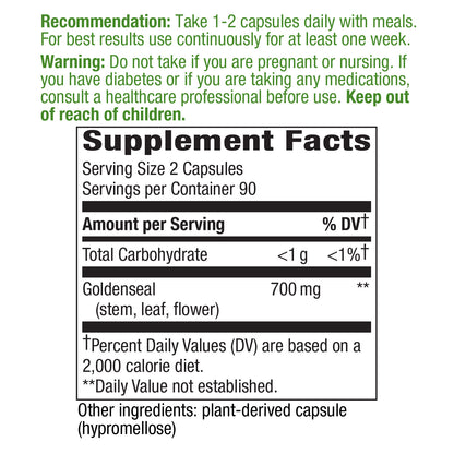 Nature‚Äôs Way Premium Goldenseal Herb, 800 mg Per Serving, 180 Vegetarian Capsules