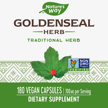 Nature‚Äôs Way Premium Goldenseal Herb, 800 mg Per Serving, 180 Vegetarian Capsules