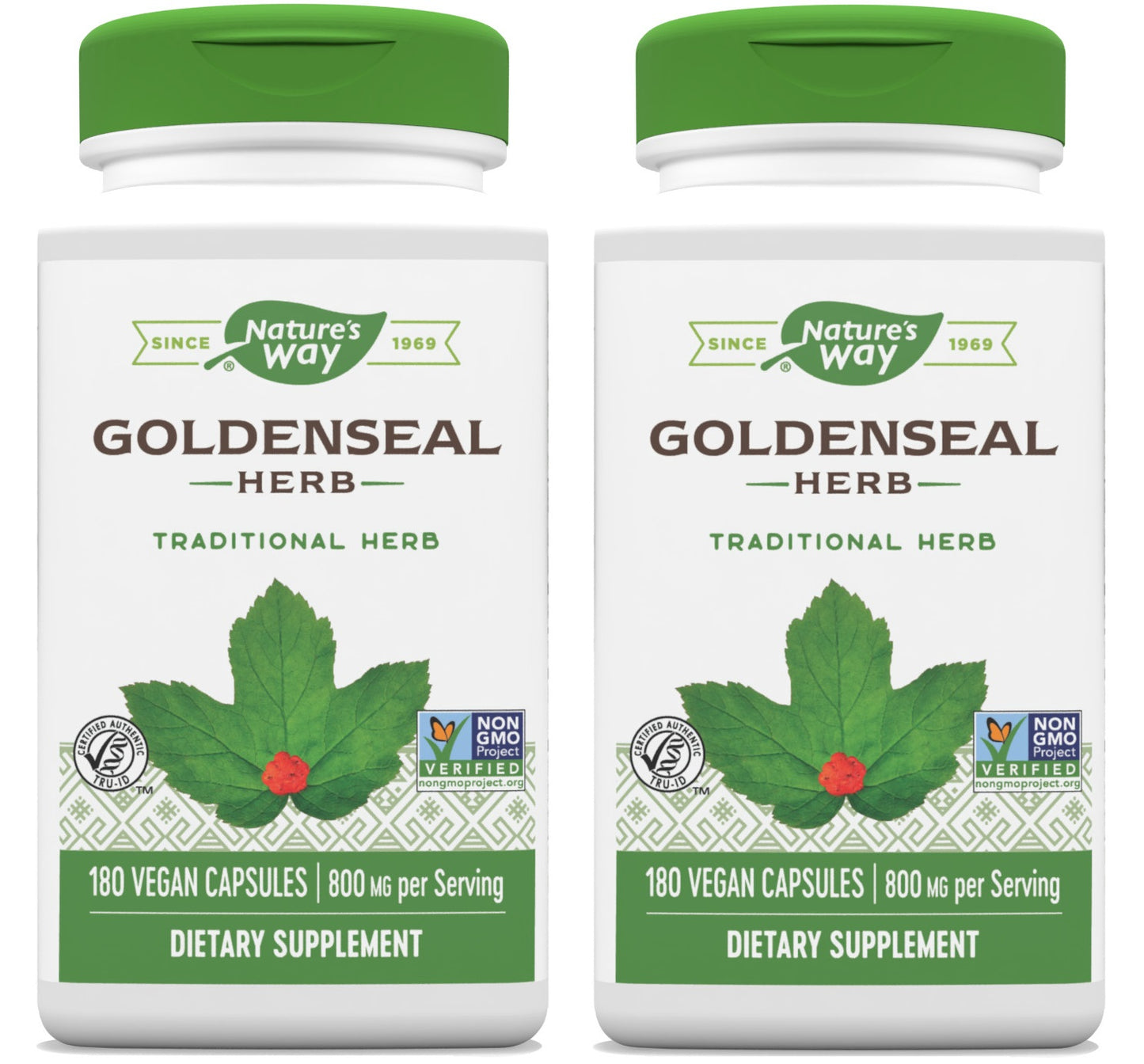Nature's Way Premium Herbal Goldenseal Herb 400 mg, 180 Vegetarian Capsules, Pack of 2