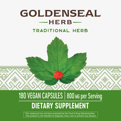 Nature's Way Premium Herbal Goldenseal Herb 400 mg, 180 Vegetarian Capsules, Pack of 2