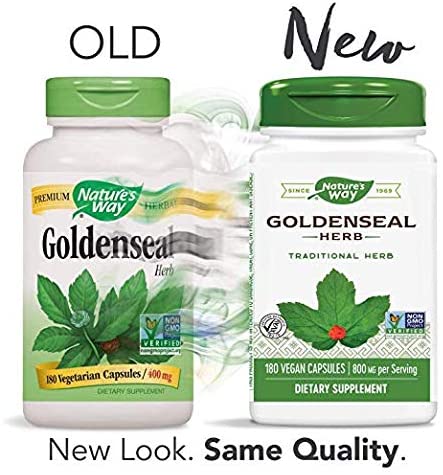 Nature's Way Premium Herbal Goldenseal Herb 400 mg, 180 Vegetarian Capsules, Pack of 2