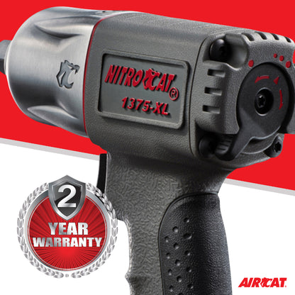 NitroCat - 1375XL 1375-XL 1/2-Inch Mini Composite Air Impact Wrench with Twin Clutch Mechanism