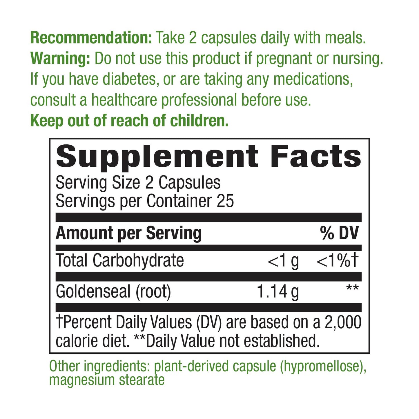 Nature's Way Premium Herbal Goldenseal Root 570 mg, 50 Vegetarian Capsules (2 Pack)