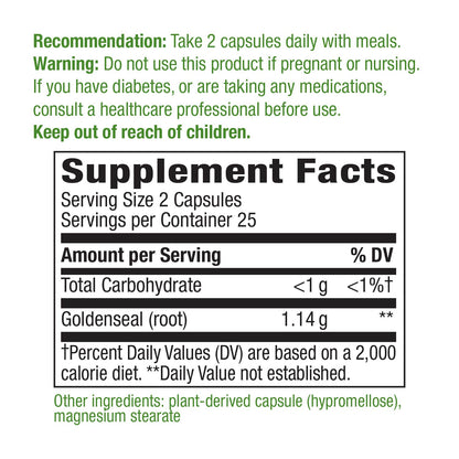 Nature's Way Premium Herbal Goldenseal Root 570 mg, 50 Vegetarian Capsules (2 Pack)