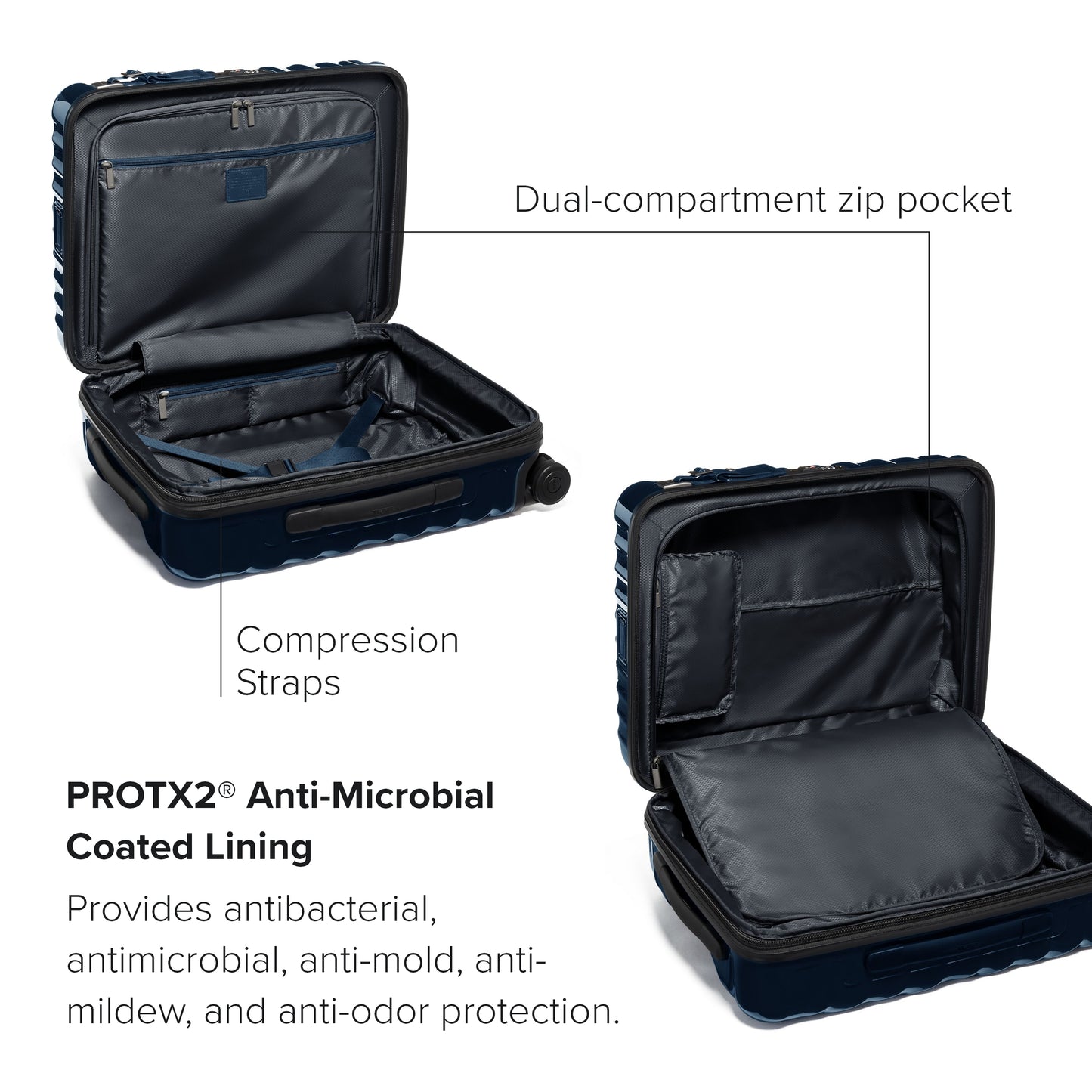 TUMI - 19 Degree Large Expandable Carry-On - 4-Wheeled Carry-On Bag - Travel Accessories - 21.8" X 15.8" X 9.0" - Navy