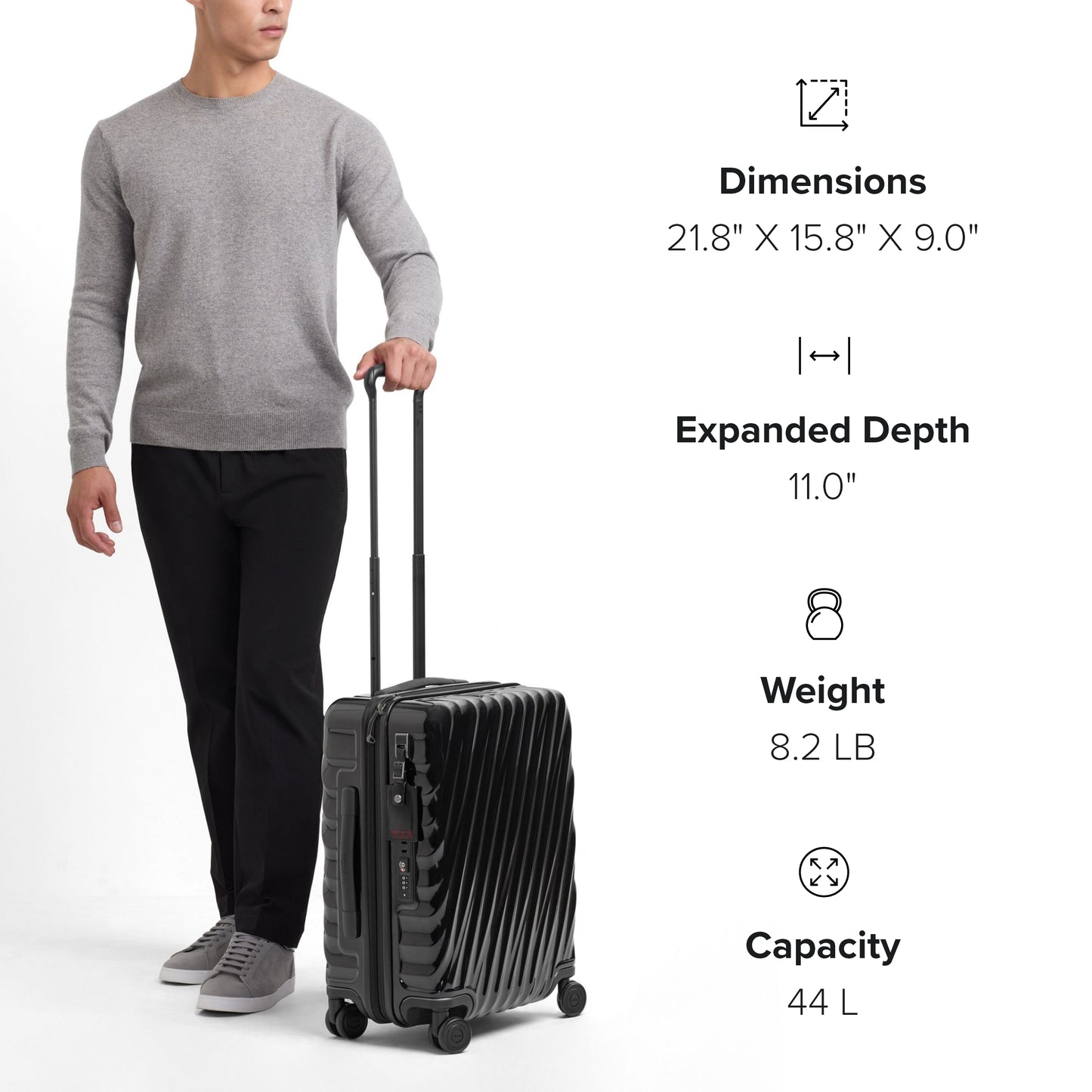 TUMI - 19 Degree Large Expandable Carry-On - 4-Wheeled Carry-On Bag - Travel Accessories - 21.8" X 15.8" X 9.0" - Navy
