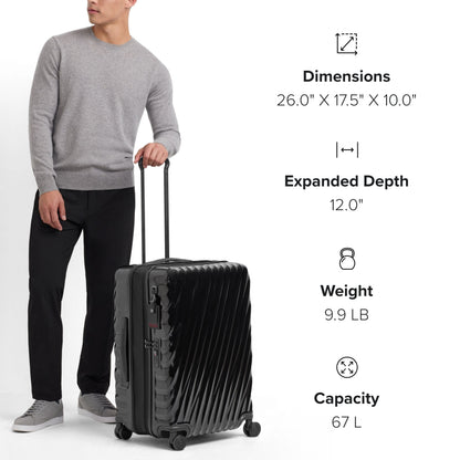 TUMI - 19 Degree Medium Expandable Checked Packing Case - 4-Wheeled Luggage - Hard Shell Suitcase - 26.0" X 17.5" X 10.0" - Navy