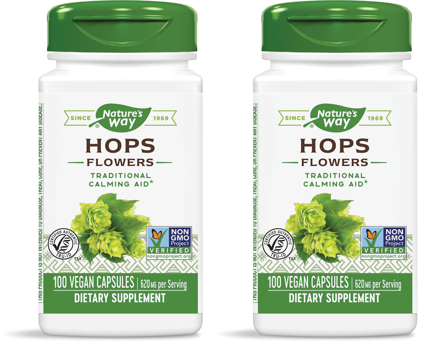Nature's Way Premium Herbal Hops Flowers, 620 mg per Serving, 100 Vcaps - 2 Pack