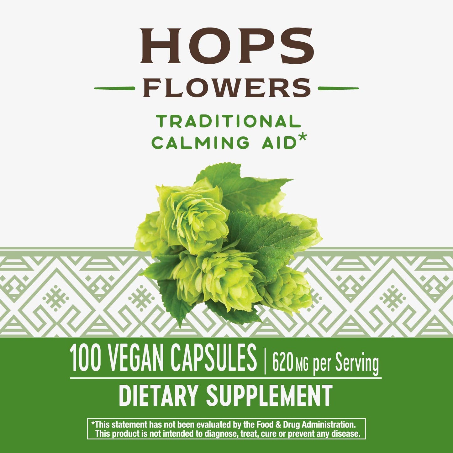 Nature's Way Premium Herbal Hops Flowers, 620 mg per Serving, 100 Vcaps - 2 Pack