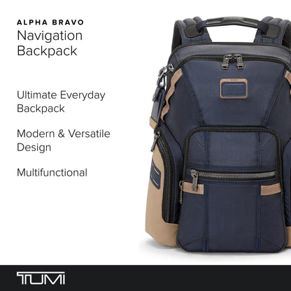 TUMI - Alpha Bravo Navigation Backpack - Everyday Travel Backpack - Fits Up to 15" Laptop - 16.0" X 14.0" X 7.3" - Midnight Navy/Khaki