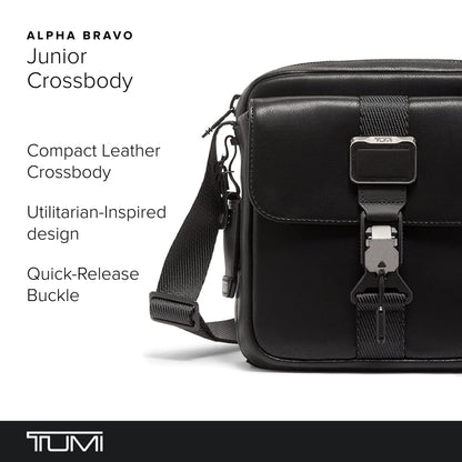 TUMI - Alpha Bravo Junior Crossbody - Premium Crossbody Bag - Small Bag for Everyday or Travel - 9.5" X 8.8" X 2.8" - Black Leather