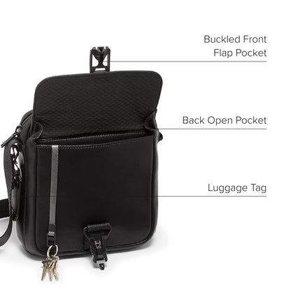 TUMI - Alpha Bravo Junior Crossbody - Premium Crossbody Bag - Small Bag for Everyday or Travel - 9.5" X 8.8" X 2.8" - Black Leather