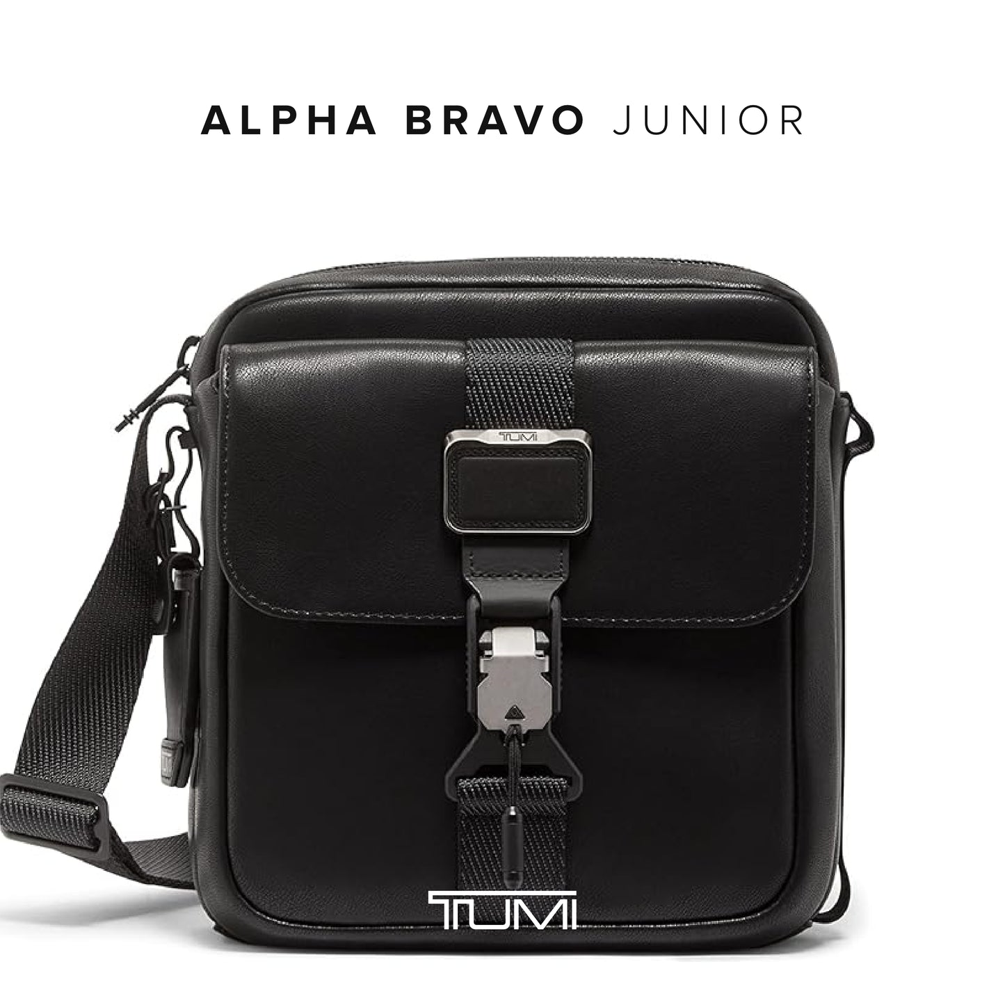 TUMI - Alpha Bravo Junior Crossbody - Premium Crossbody Bag - Small Bag for Everyday or Travel - 9.5" X 8.8" X 2.8" - Black Leather
