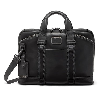 TUMI - Alpha Bravo Academy Brief - Compact Laptop Briefcase - Travel Laptop Bag - 11.8" X 15.5" X 2.0" - For 15" Laptop - Black Leather