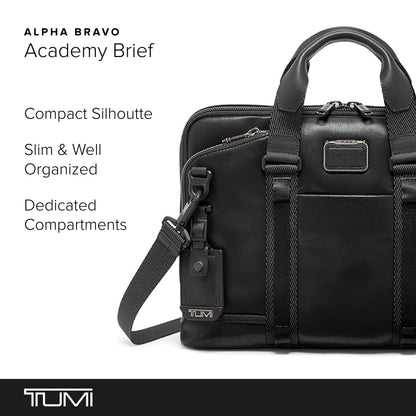 TUMI - Alpha Bravo Academy Brief - Compact Laptop Briefcase - Travel Laptop Bag - 11.8" X 15.5" X 2.0" - For 15" Laptop - Black Leather