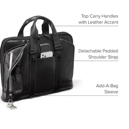 TUMI - Alpha Bravo Academy Brief - Compact Laptop Briefcase - Travel Laptop Bag - 11.8" X 15.5" X 2.0" - For 15" Laptop - Black Leather