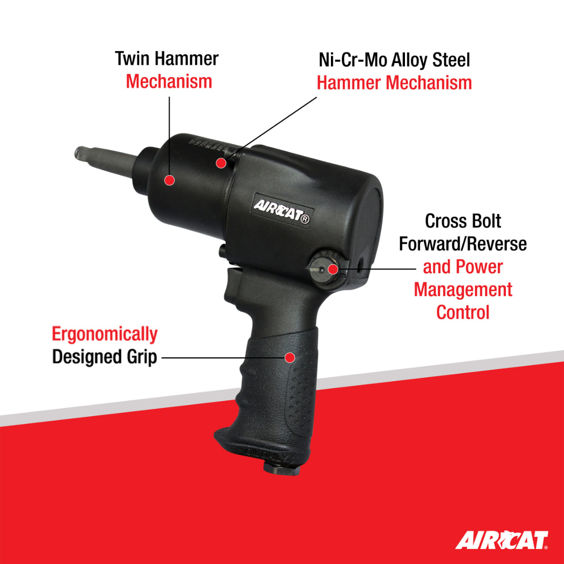 AIRCAT 1431-2: 1/2-Inch Impact Wrench with 2-Inch Extended Anvil 1,000 ft-lbs