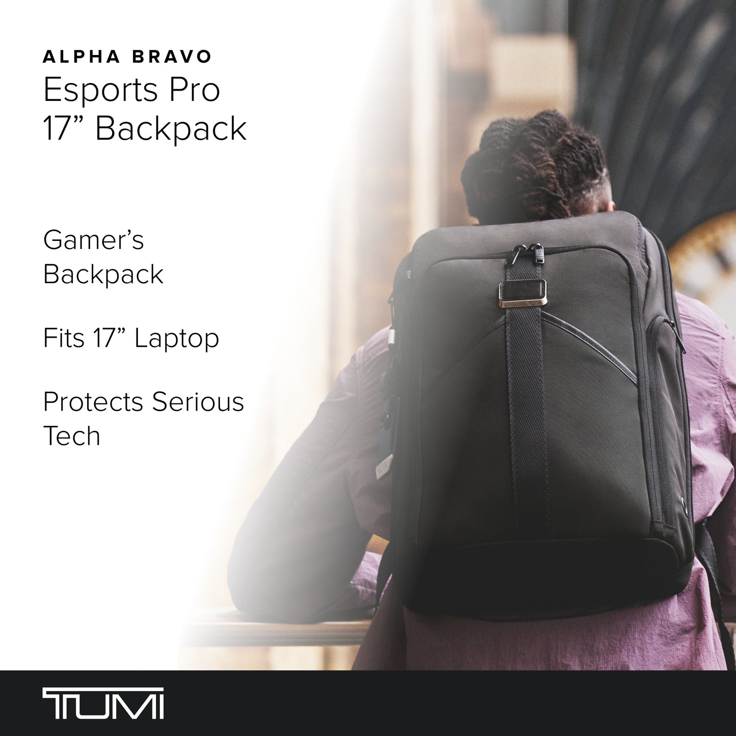 TUMI - Alpha Bravo Esports Pro 17" Backpack - Expandable Travel and Commute Gaming and Tech Bag - Fits up to 17" Laptop - Black