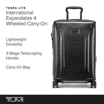 TUMI - Tegra-Lite International Expandable 4 Wheeled Carry-On - Carry On Luggage with Spinner Wheels & TSA Luggage Lock - Black/Graphite