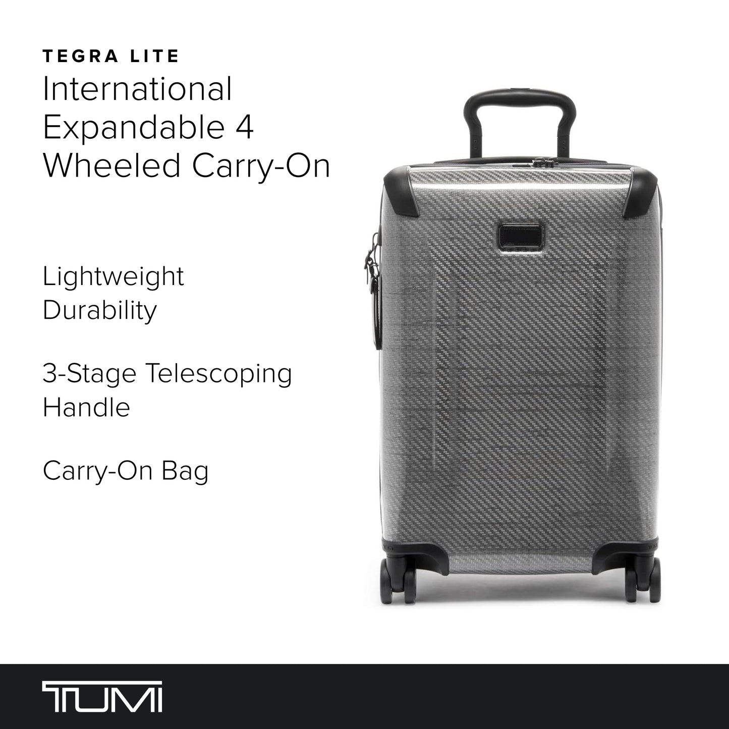 TUMI - Tegra-Lite International Expandable 4 Wheeled Carry-On - Carry On Luggage with Spinner Wheels & TSA Luggage Lock - T-Graphite