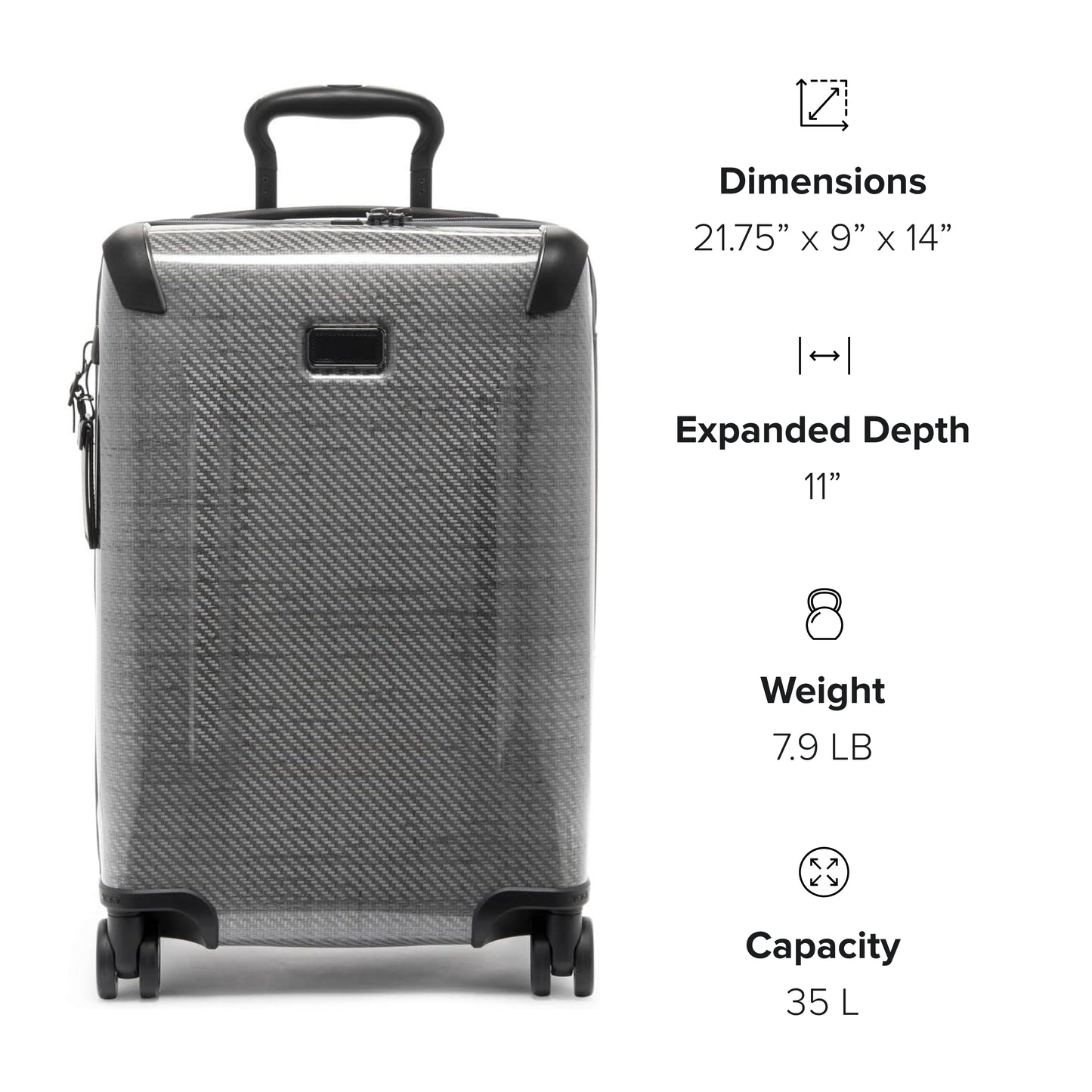 TUMI - Tegra-Lite International Expandable 4 Wheeled Carry-On - Carry On Luggage with Spinner Wheels & TSA Luggage Lock - T-Graphite