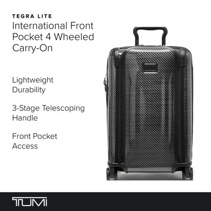 TUMI - Tegra-Lite 4 Wheel Luggage - Highly Durable Suitcase, Flexible Shell, Sleek and Lightweight Men's and Women's Expandable Rolling Bag - Front Pocket Expandable Carry On, Black Graphite