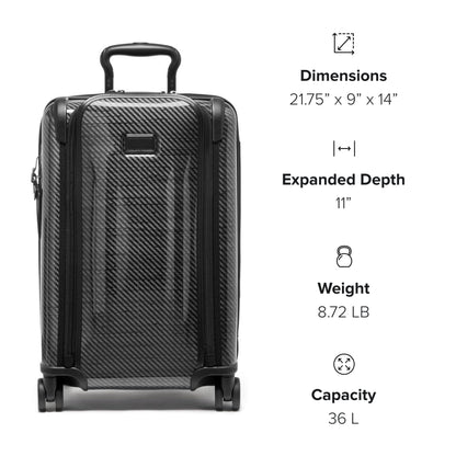 TUMI - Tegra-Lite 4 Wheel Luggage - Highly Durable Suitcase, Flexible Shell, Sleek and Lightweight Men's and Women's Expandable Rolling Bag - Front Pocket Expandable Carry On, Black Graphite