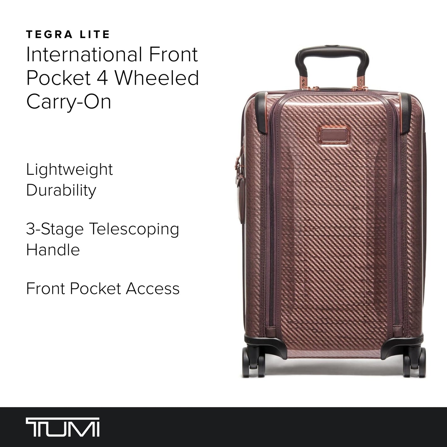 TUMI - Tegra-Lite 4 Wheel Luggage - Highly Durable Suitcase, Flexible Shell, Sleek and Lightweight Men's and Women's Expandable Rolling Bag - Front Pocket Expandable Carry On, Blush