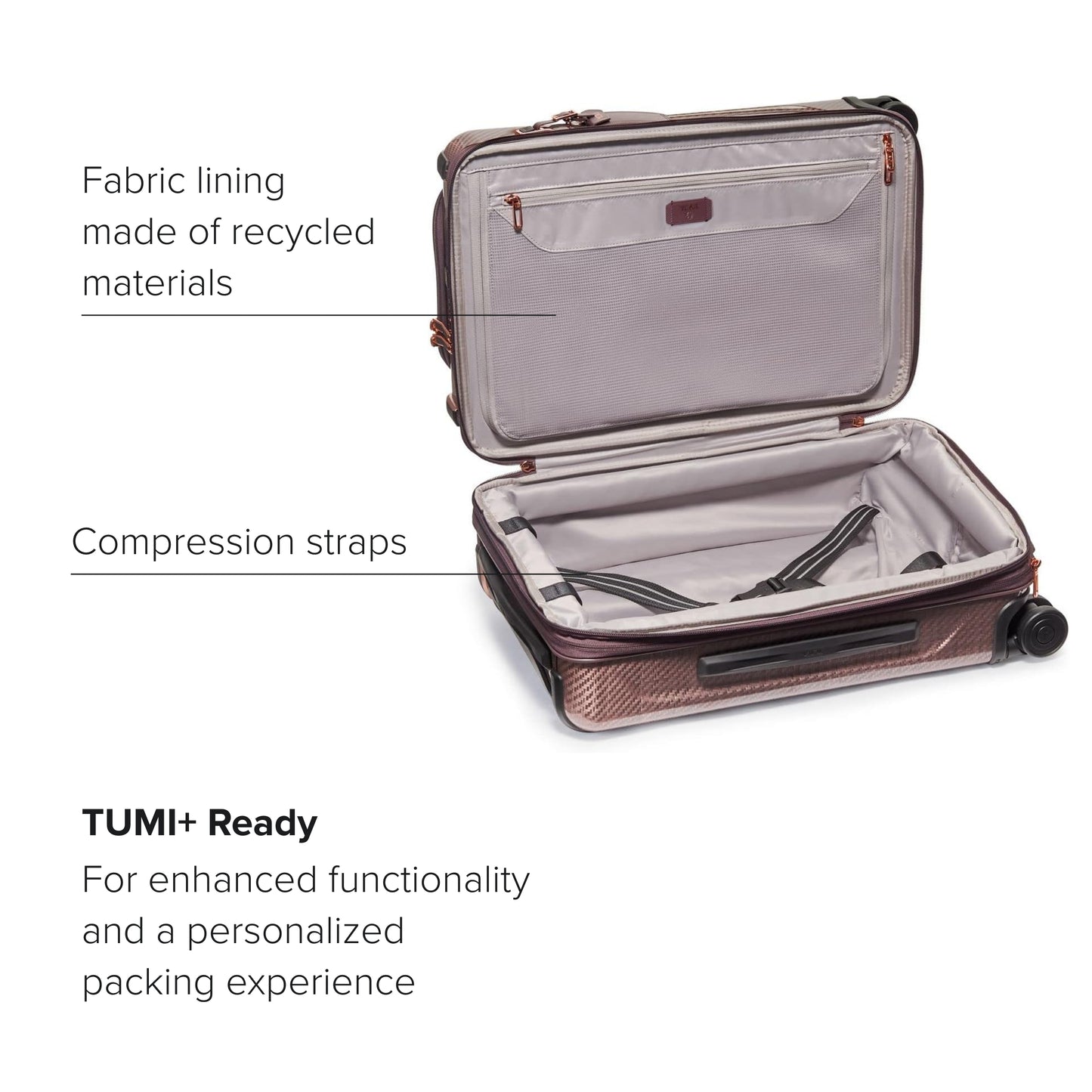 TUMI - Tegra-Lite 4 Wheel Luggage - Highly Durable Suitcase, Flexible Shell, Sleek and Lightweight Men's and Women's Expandable Rolling Bag - Front Pocket Expandable Carry On, Blush