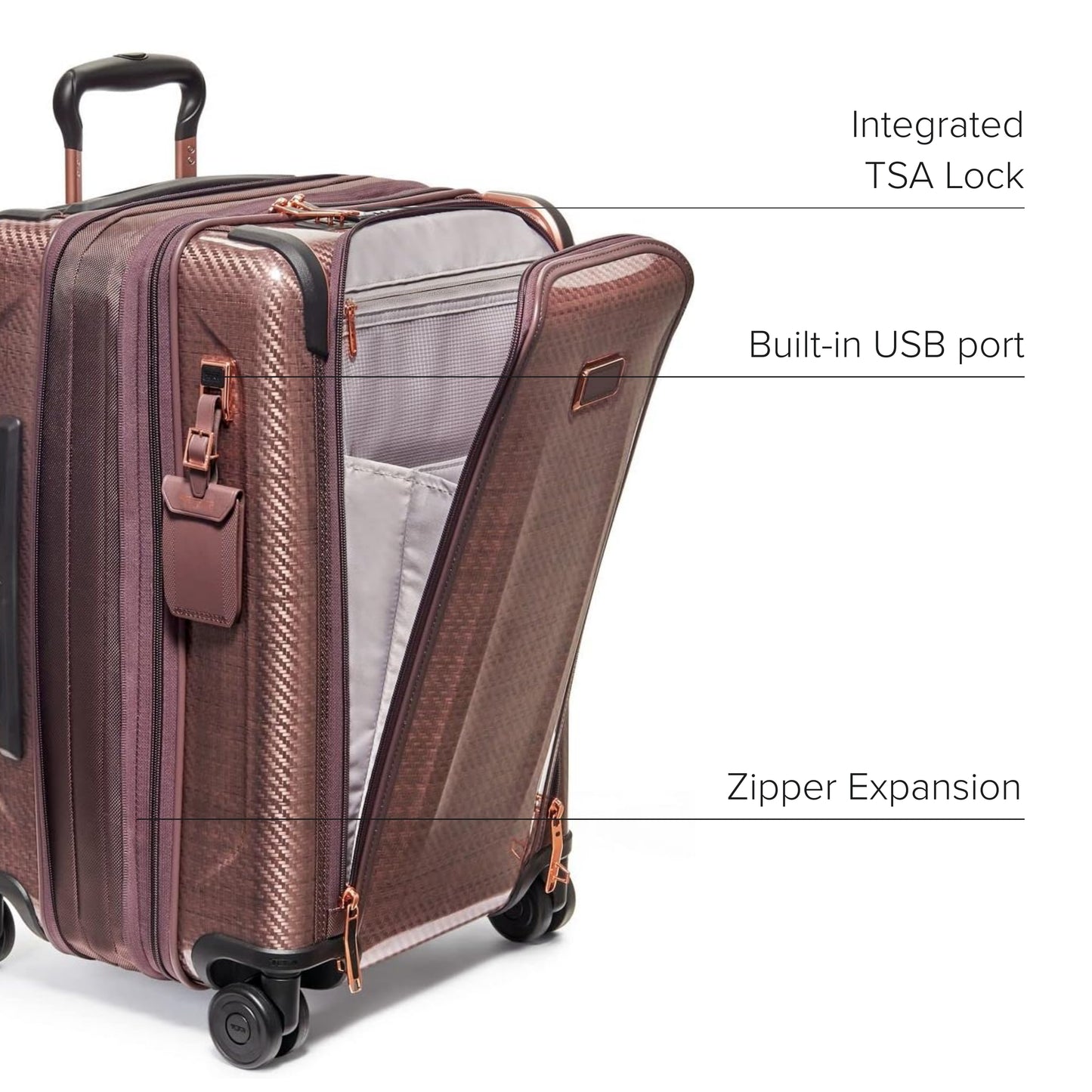 TUMI - Tegra-Lite 4 Wheel Luggage - Highly Durable Suitcase, Flexible Shell, Sleek and Lightweight Men's and Women's Expandable Rolling Bag - Front Pocket Expandable Carry On, Blush