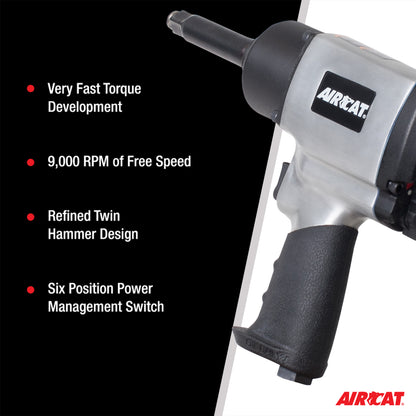 AIRCAT 1450-2: 1/2-Inch Impact Wrench with 2-Inch Extended Anvil 1,000 ft-lbs