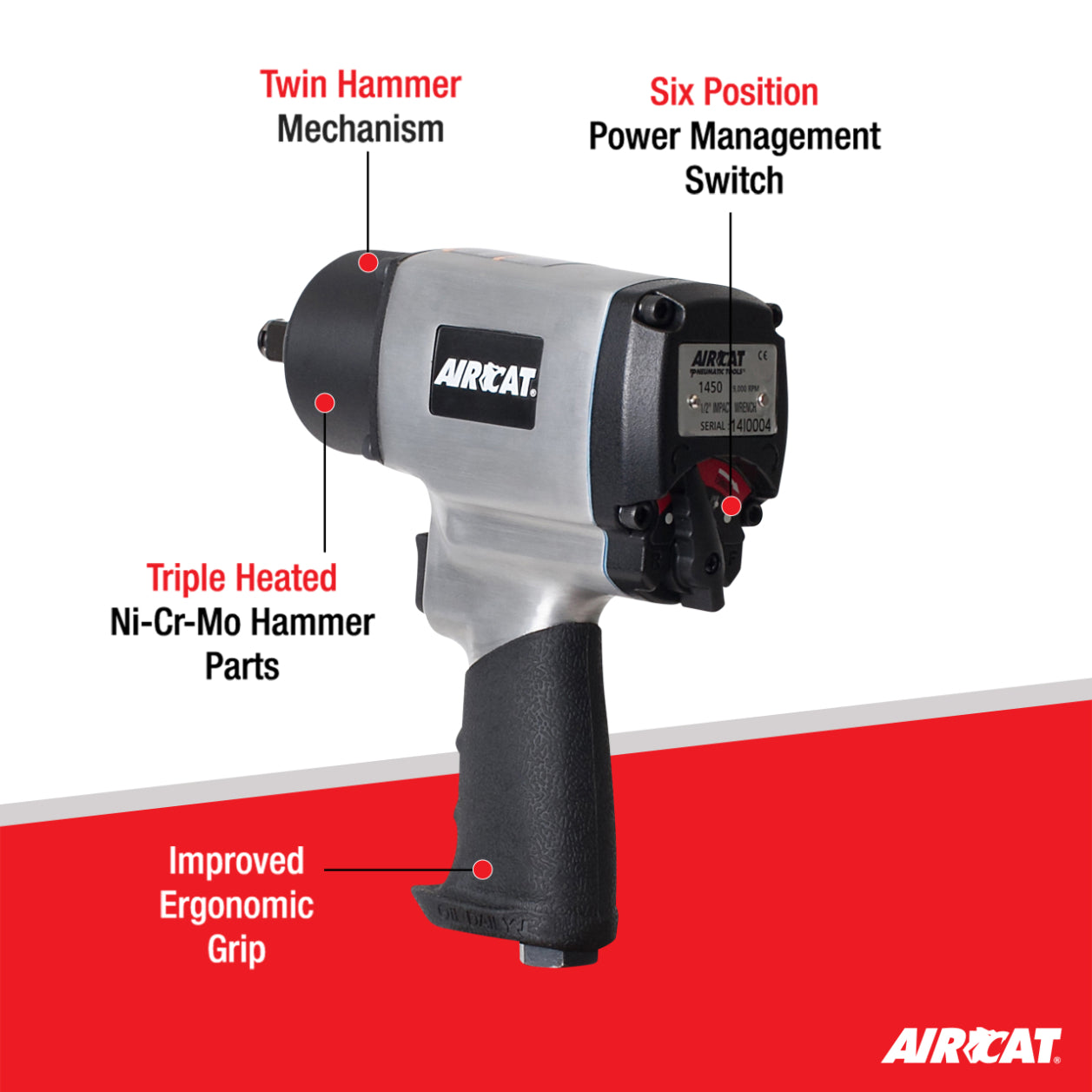 AIRCAT 1450: 1/2-Inch Impact Wrench 1,000 ft-lbs