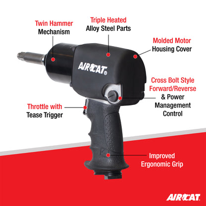AirCAT 1460-XL-2 1/2" Impact wrench with 2" ext anvil 725 ft-lb