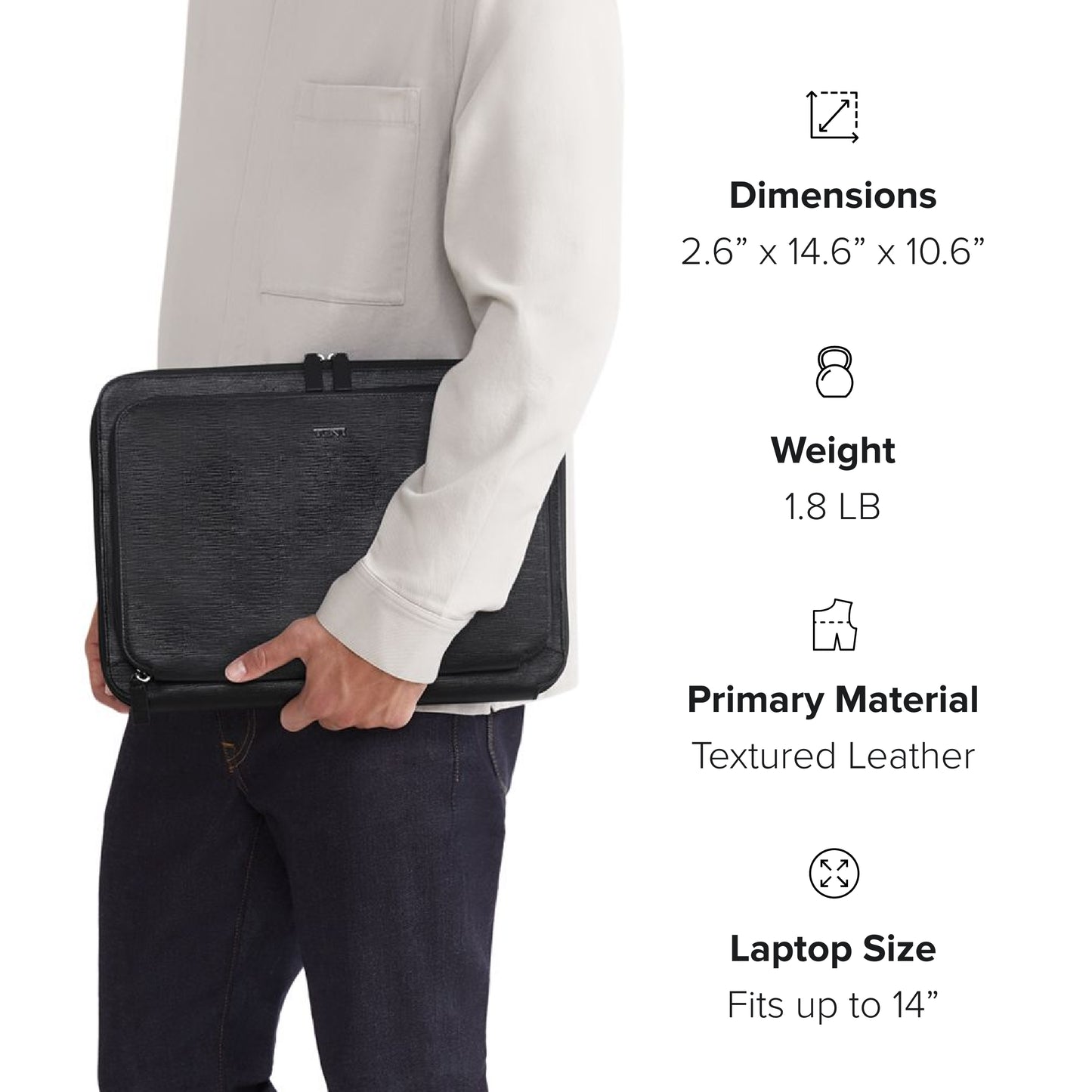 TUMI - Nassau Laptop Portfolio - Laptop Bag for Men & Women - Fits up to 14" Screens - Leather Laptop Travel Bag - Work Bag-