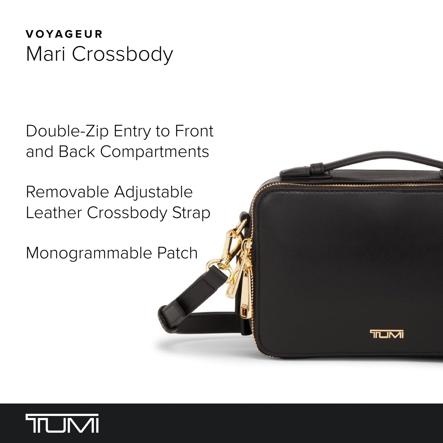 TUMI - Voyageur Mari Crossbody - Leather Crossbody Purse for Women - Perfect for Business & Travel - Classy Women's Bag - Black & Gold