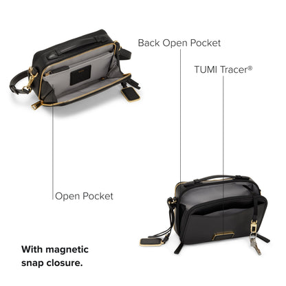 TUMI - Voyageur Mari Crossbody - Leather Crossbody Purse for Women - Perfect for Business & Travel - Classy Women's Bag - Black & Gold