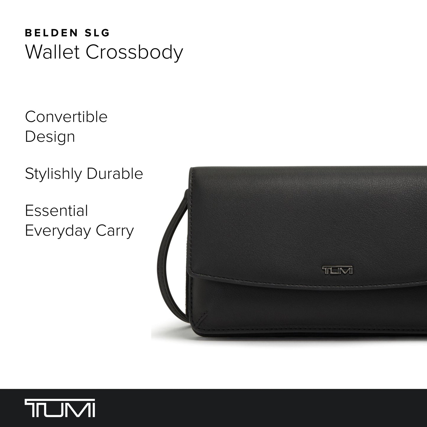 TUMI - Belden Crossbody Wallet Bag - Multipurpose Leather Travel Wallet - With Pockets & Card Holder - 4.5" x 8.0" x 1.3" - Black