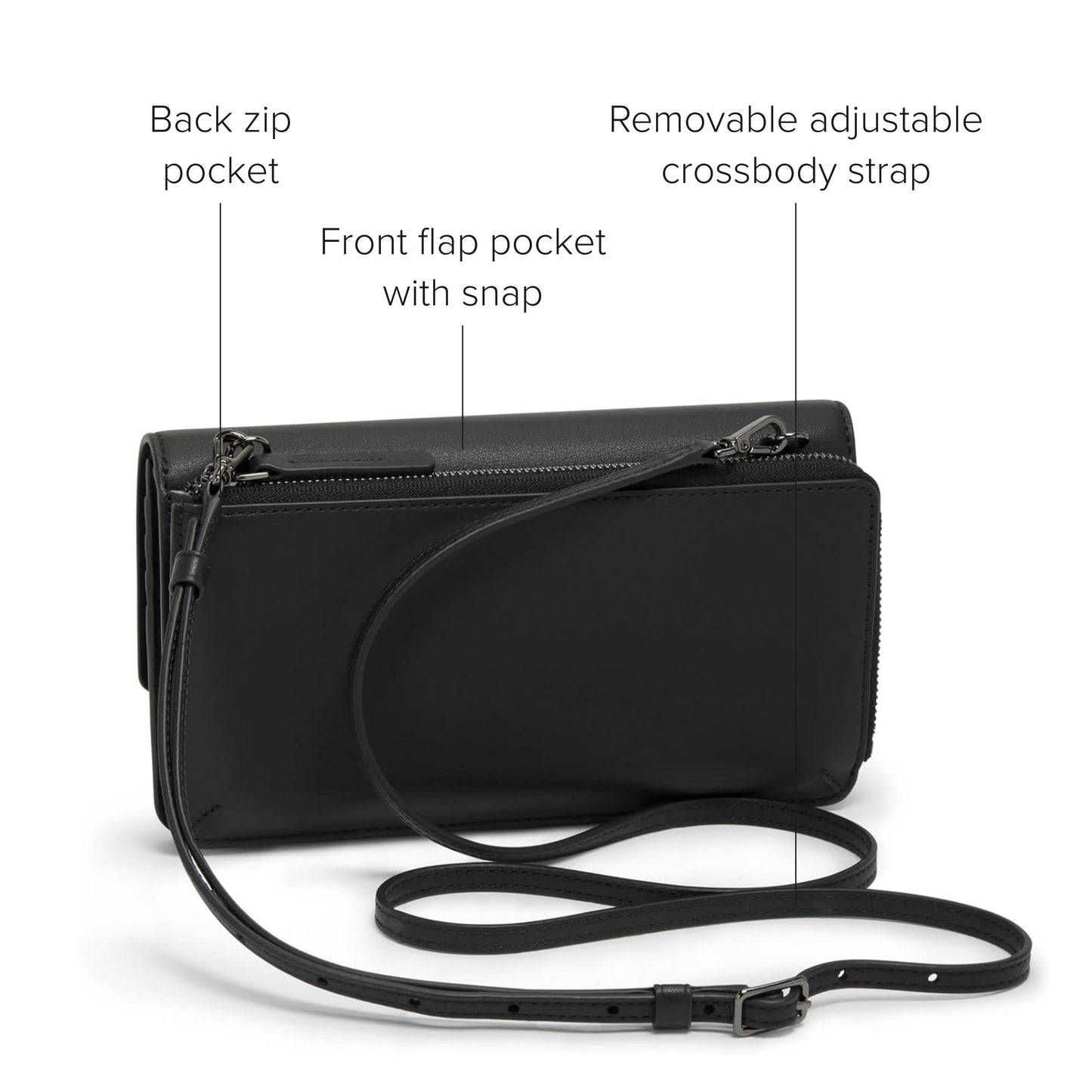TUMI - Belden Crossbody Wallet Bag - Multipurpose Leather Travel Wallet - With Pockets & Card Holder - 4.5" x 8.0" x 1.3" - Black