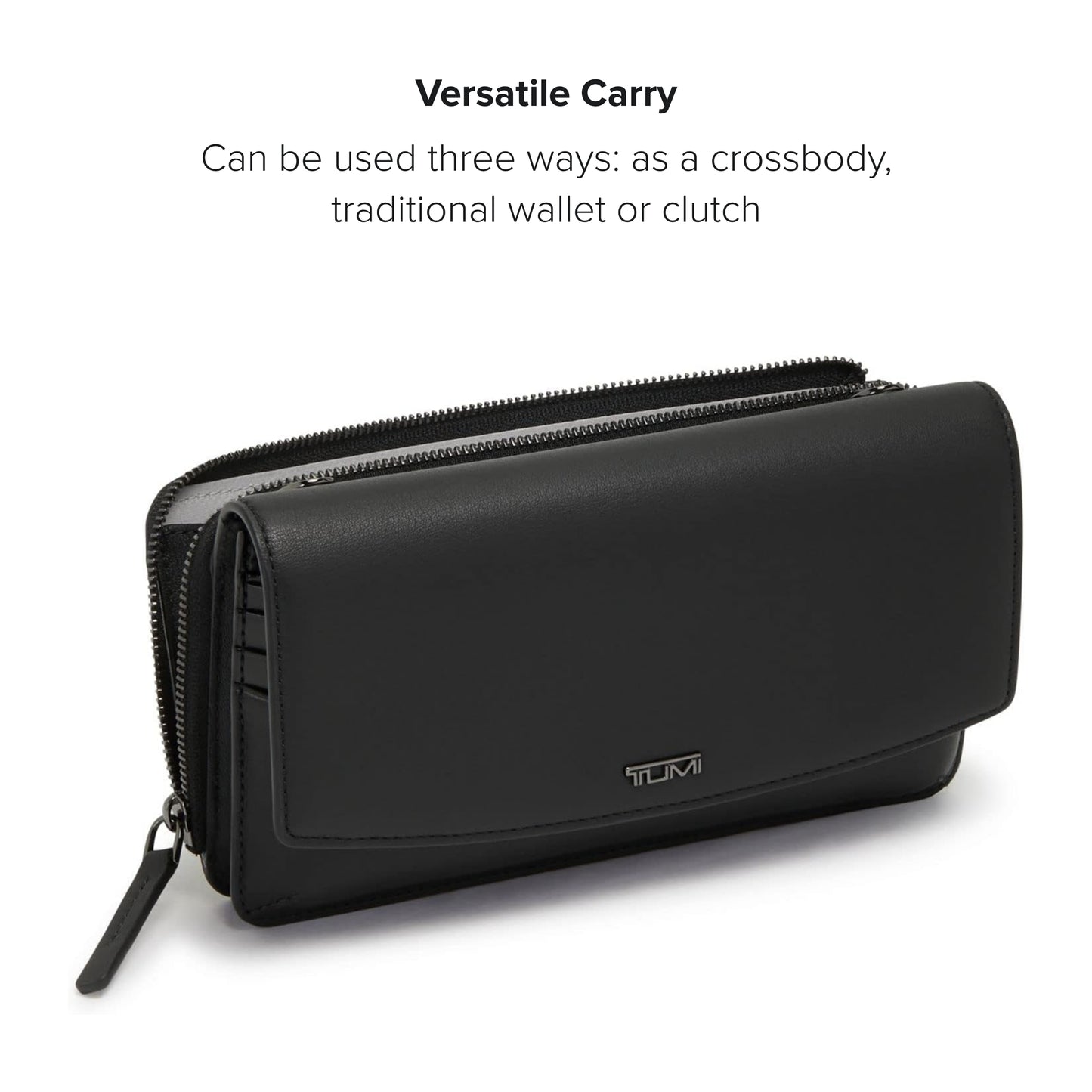 TUMI - Belden Crossbody Wallet Bag - Multipurpose Leather Travel Wallet - With Pockets & Card Holder - 4.5" x 8.0" x 1.3" - Black