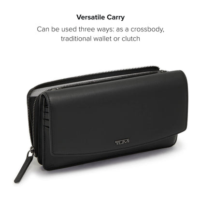 TUMI - Belden Crossbody Wallet Bag - Multipurpose Leather Travel Wallet - With Pockets & Card Holder - 4.5" x 8.0" x 1.3" - Black