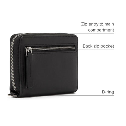 TUMI - Belden Tri-Fold Zip-Around - Leather Travel Wallet - Trifold Wallet with D-Ring - 3.8" X 4.8" X 1.0" - Black