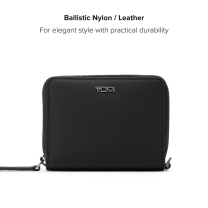 TUMI - Belden Tri-Fold Zip-Around - Leather Travel Wallet - Trifold Wallet with D-Ring - 3.8" X 4.8" X 1.0" - Black