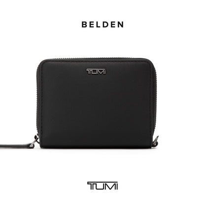TUMI - Belden Tri-Fold Zip-Around - Leather Travel Wallet - Trifold Wallet with D-Ring - 3.8" X 4.8" X 1.0" - Black