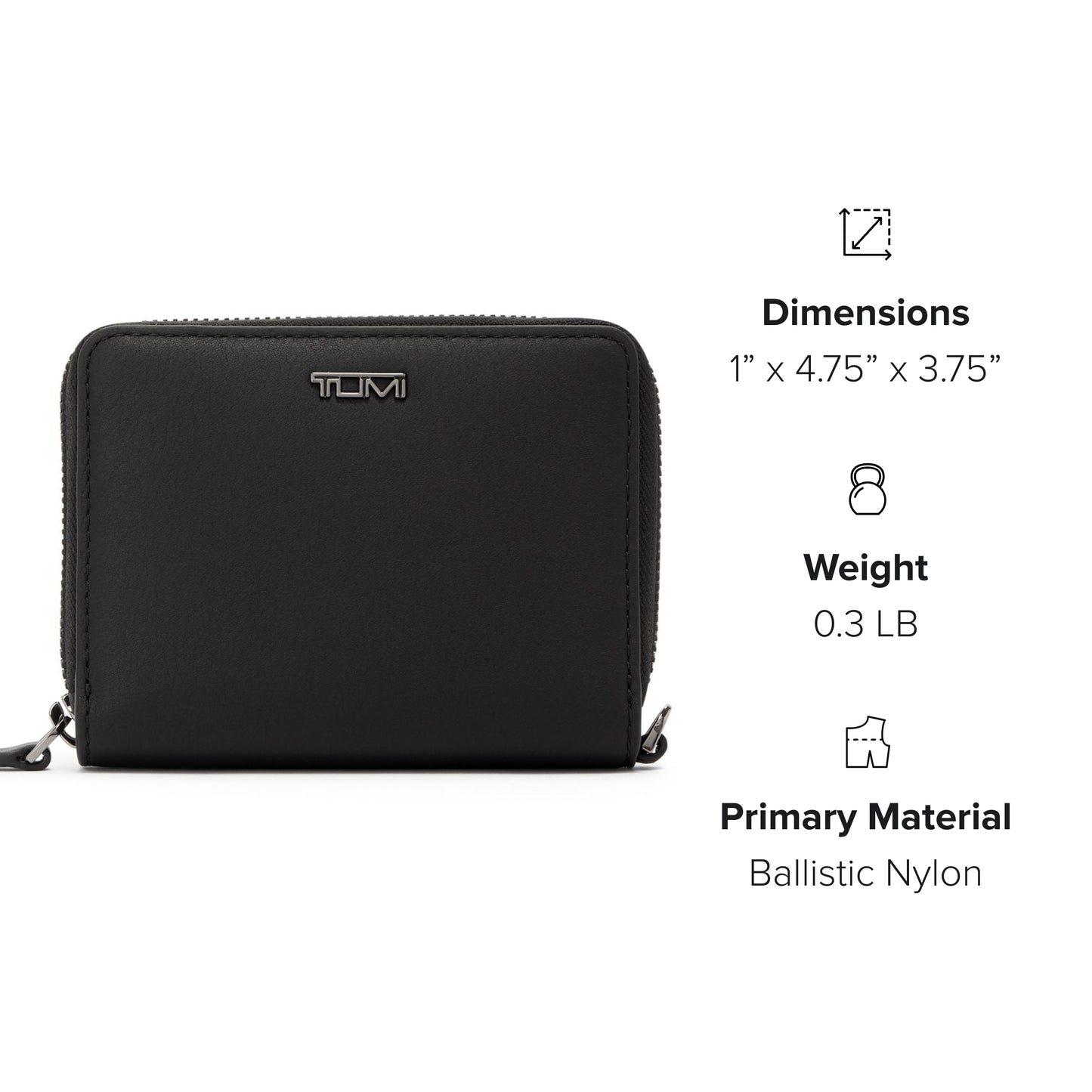 TUMI - Belden Tri-Fold Zip-Around - Leather Travel Wallet - Trifold Wallet with D-Ring - 3.8" X 4.8" X 1.0" - Black