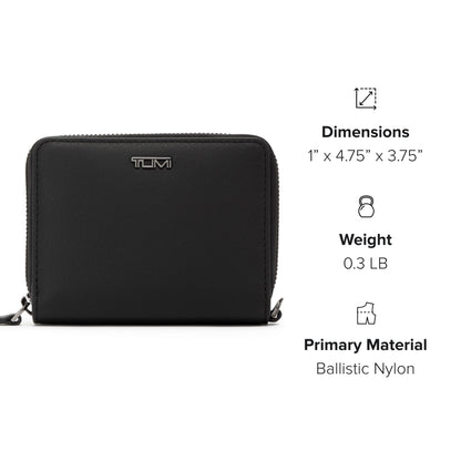 TUMI - Belden Tri-Fold Zip-Around - Leather Travel Wallet - Trifold Wallet with D-Ring - 3.8" X 4.8" X 1.0" - Black