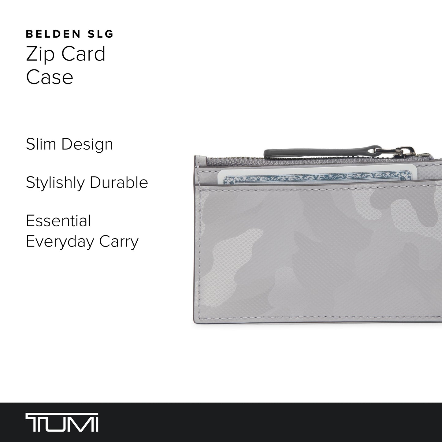 TUMI - Belden Zip Card Case for Women - Silver Camo